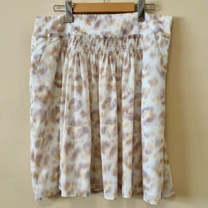 Ann Taylor| Light & Flowy Cream/Purple Pleated Lined Mini-Skirt Sz 10